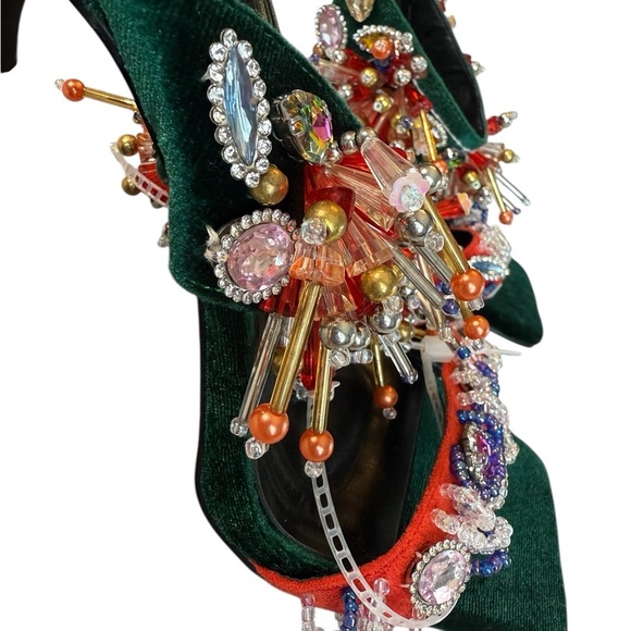 Azalea Wang Greenberry Beaded Rhinestone Dress Sandals NEW Size 6M NWOB - Picture 4 of 13